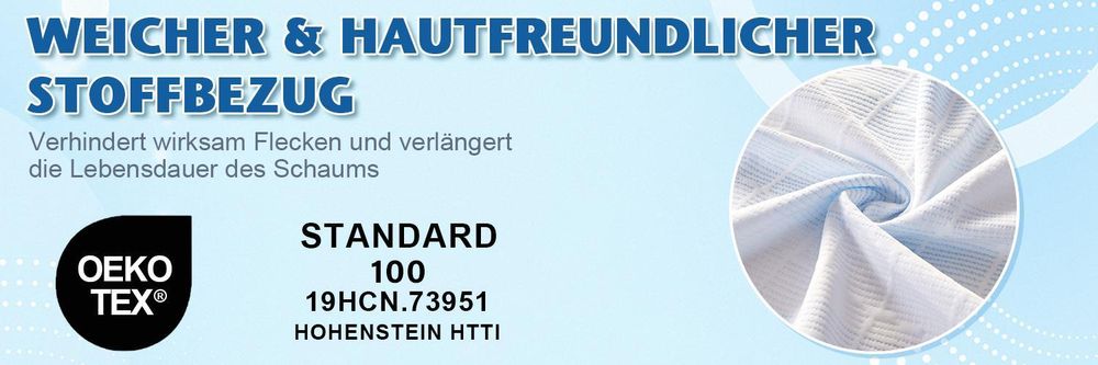 WENTA H3 Matratzentopper 180x200 cm, 5-Zonen Ergonomischer Topper, 5cm Höhe Gel-Memory-Schaum Topper mit Kühlfunktion,atmungsaktiv für Boxspringbetten