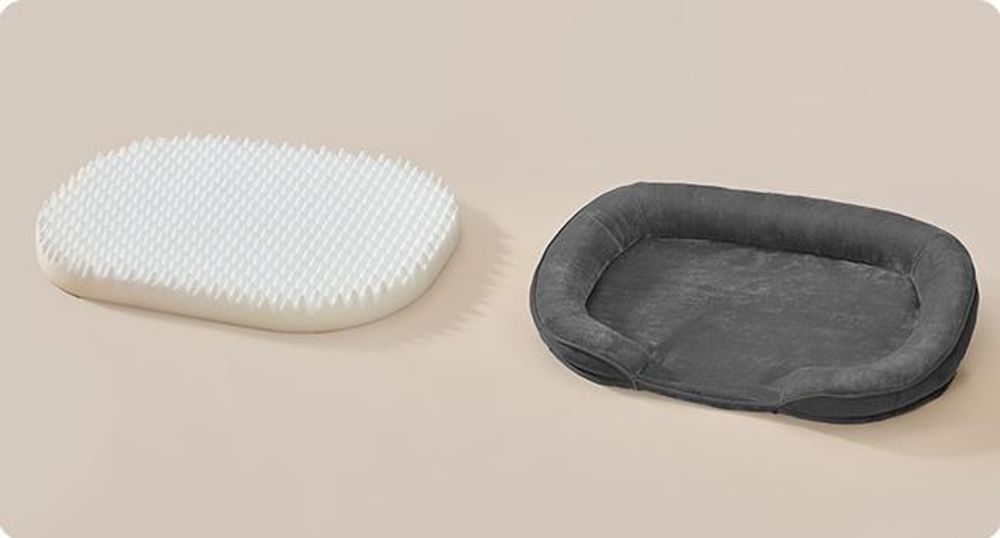 FEANDREA Hundebett, Hundekissen, wasserdichte Innenschicht, erhöhte Ränder, abnehmbarer, waschbarer Bezug, Grau