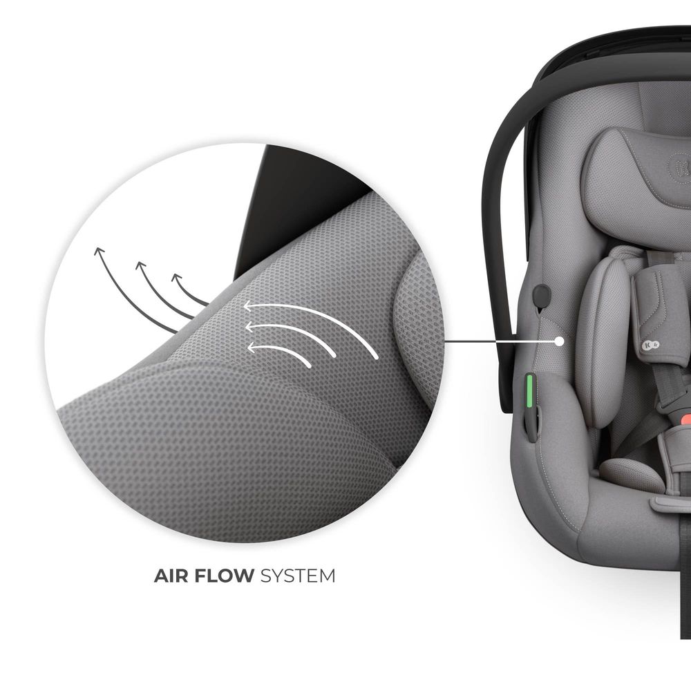 Kinderkraft I-LITE i-Size Babyschale 40–87 cm – Ultraleicht (3,2 kg), ISOFIX & Gurtmontage, Sonnenverdeck, Grau