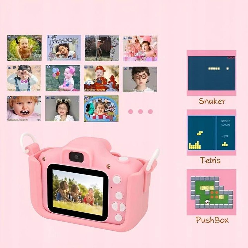 Digitalkamera für Kinder 40MP Spielzeugkamera mit Spielen + 32GB Karte