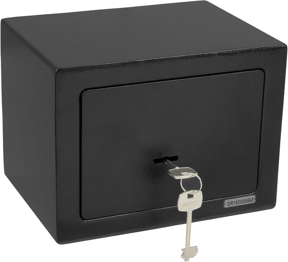 DOMINO Tresor Möbeltresor mit Schloss | Safe Geldschrank Boden-Wandtresor Wandsafe | Geldkassette Abschließbar | ink. 2 x Schlüssel | Stahl | Schwarz|