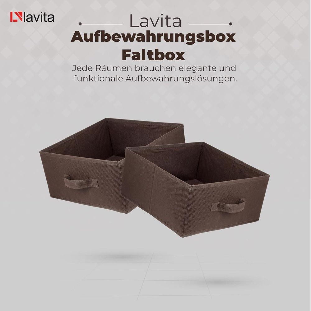 Lavita Storage Box | faltbare Aufbewahrung Boxen 31 x 31 x 15 cm | Schubladen-Organizer Box| Ordnungssysteme für Kleidung | Kleideraufbewahrung & Organisation | dunkelbraun | 1 stück