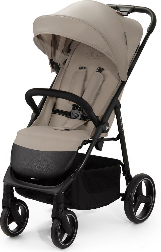 Kinderkraft TRIG 3 - Großer Kinderwagen bis 25 kg - Einhändig faltbar - Verstellbare Rückenlehne - Wasserdichtes Verdeck - Große EVA-Räder - Beige