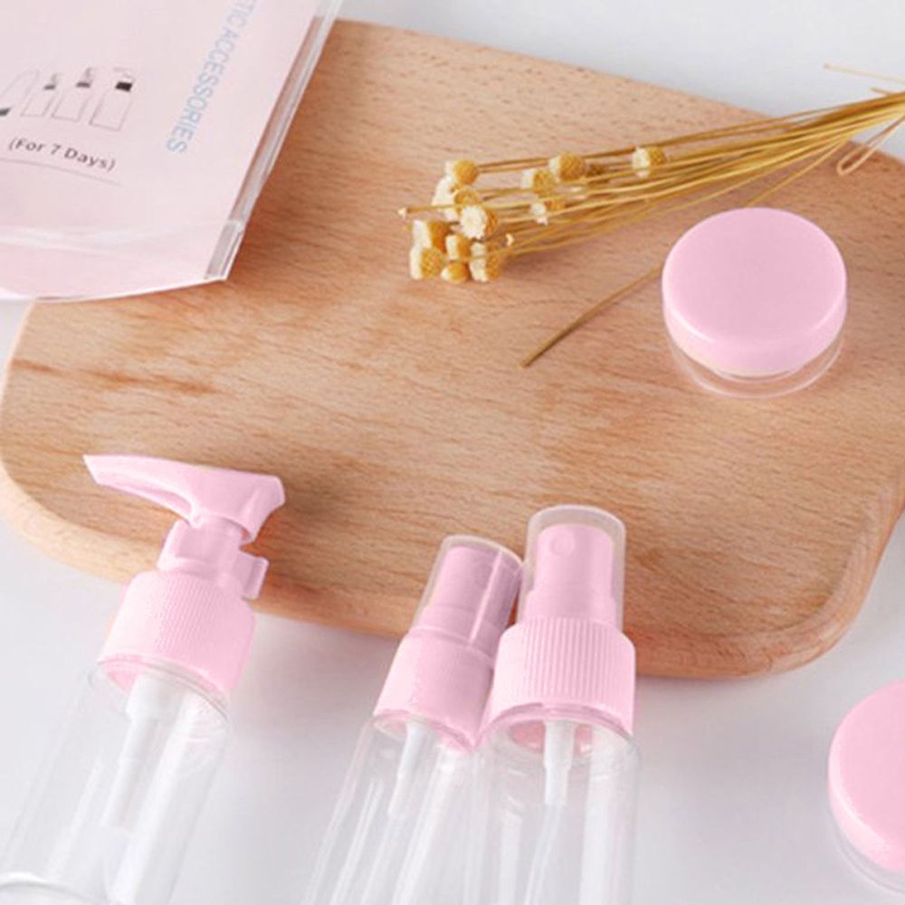 Kosmetische Reiseflasche Set 9 in 1 Reiseflaschen für Flüssigkeiten Flugzeug-Reiseset für Kosmetik / Shampoo / Duschgel / Creme Rosa Retoo