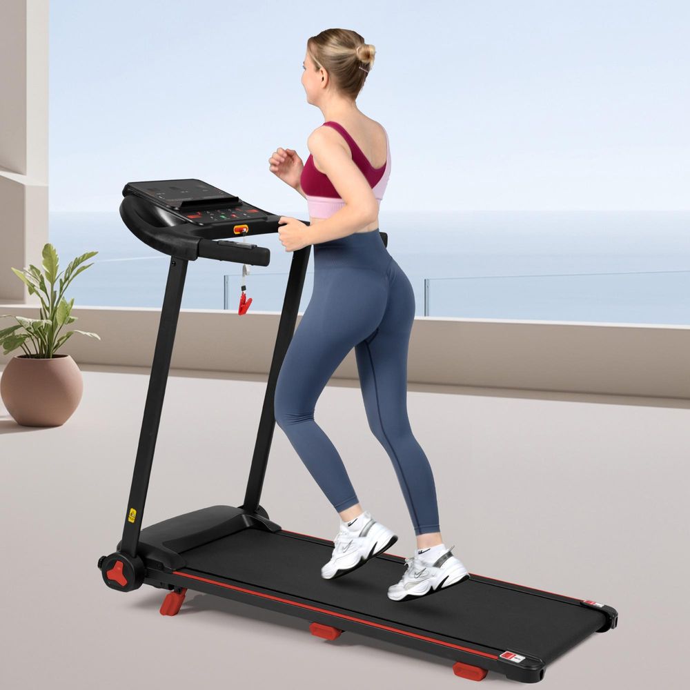 Merax Laufband Klappbar mit 8% Steigung, 3,0 PS Motor, bis 14km/h, 110x40cm Lauffläche, LED Display & Bluetooth, Stoßdämpfung, Max 120KG