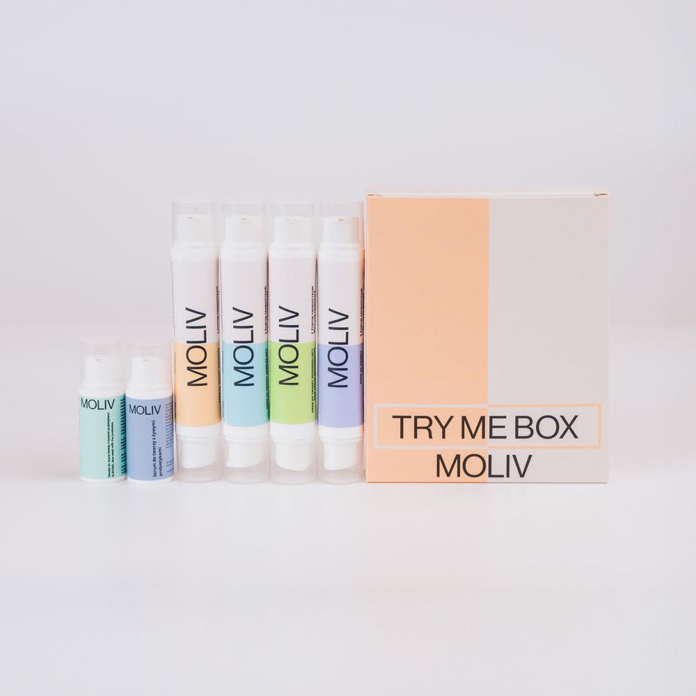 MOLIV TRY ME BOX | Probiotisches Hautpflege Kennenlern-Set | Gesichtspflege mit lebenden Probiotika zum Testen (Serum, Creme, Oleo-Gel)
