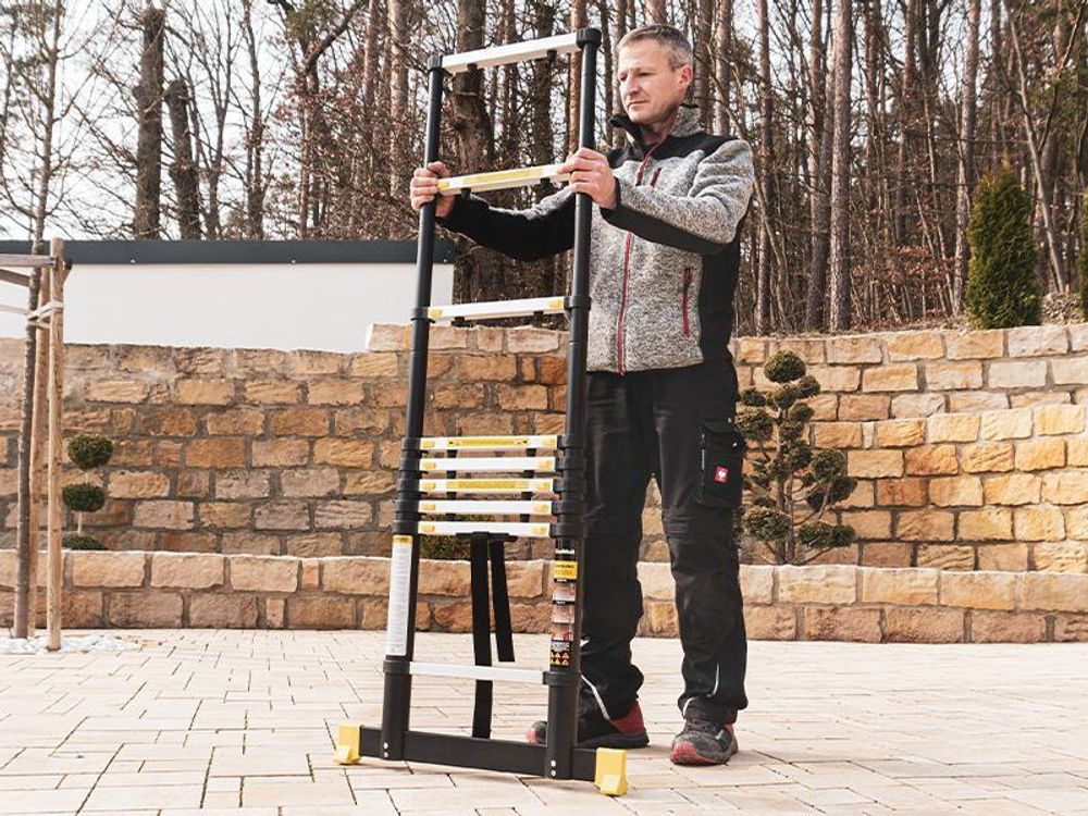Craftfull Teleskopleiter | Aluleiter - Ausziehleiter - Anlegeleiter - Klappleiter - Stehleiter - Mehrzweckleiter - Leiter - Schiebeleiter (2.0 Meter)