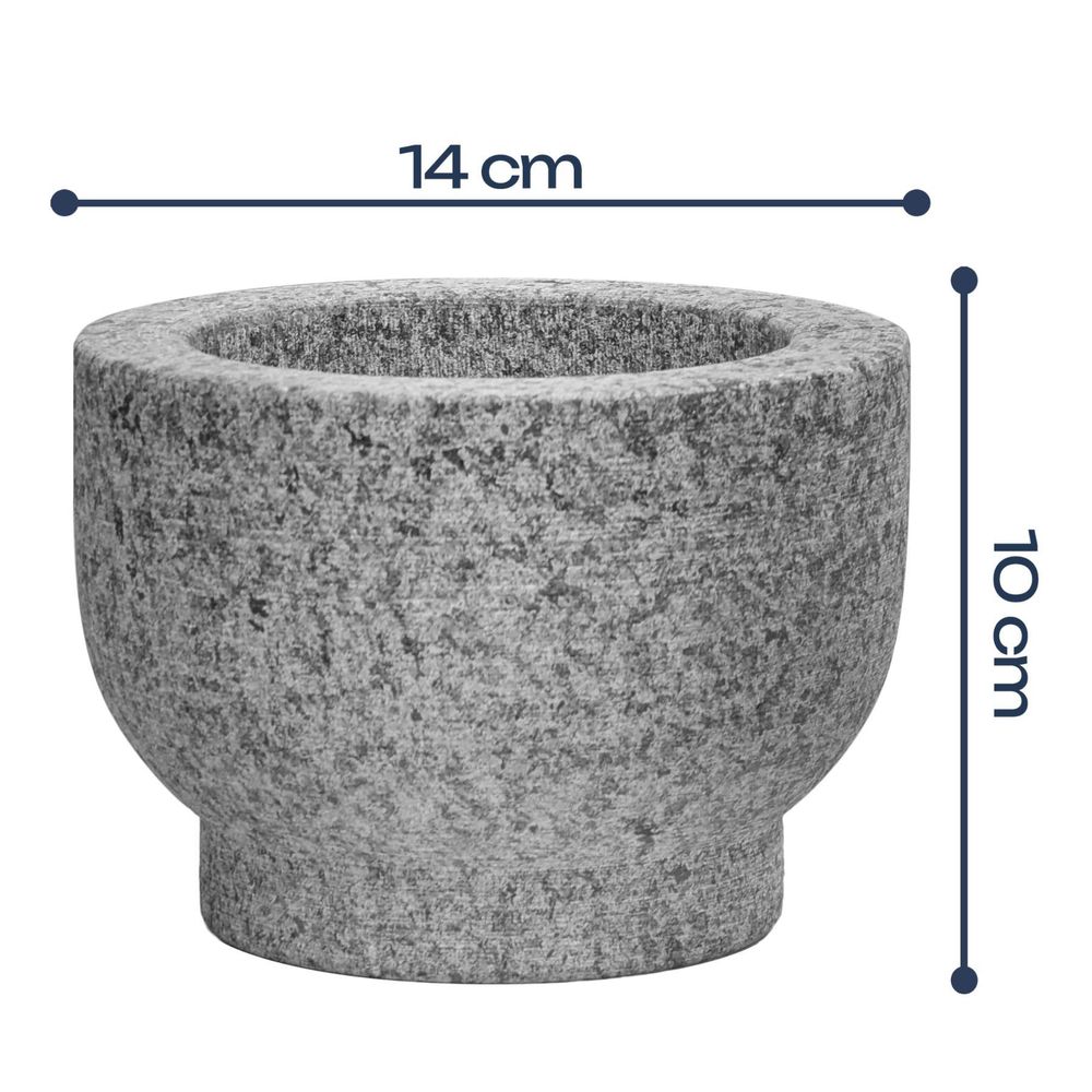 WELLHAUS Granitmörser mit Stößel, groß, XXL, für Gewürze, 14x10 cm