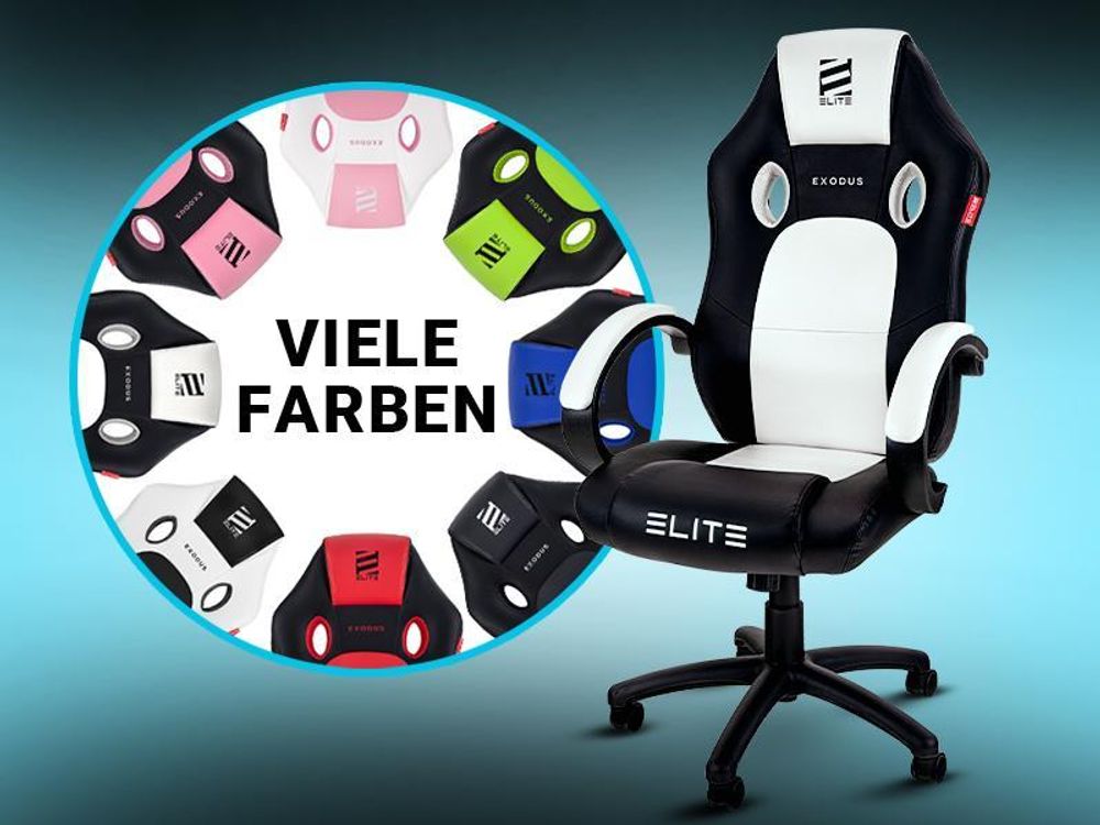 Elite Gaming Stuhl EXODUS | Bürostuhl Ergonomisch - Schreibtischstuhl - PC Gamer Racing Stuhl - Gaming Sessel - Computerstuhl - Belastbar bis 150 kg