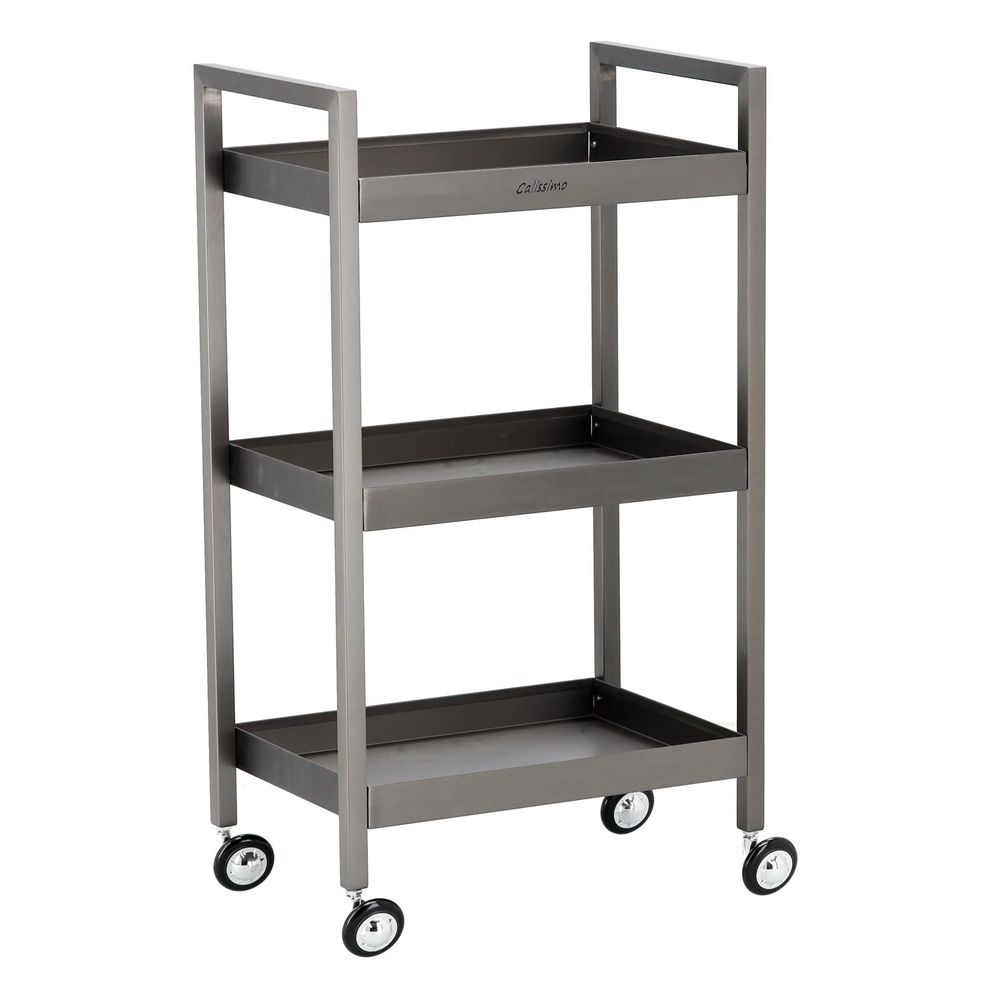 Carrello per cosmetici in metallo argentato