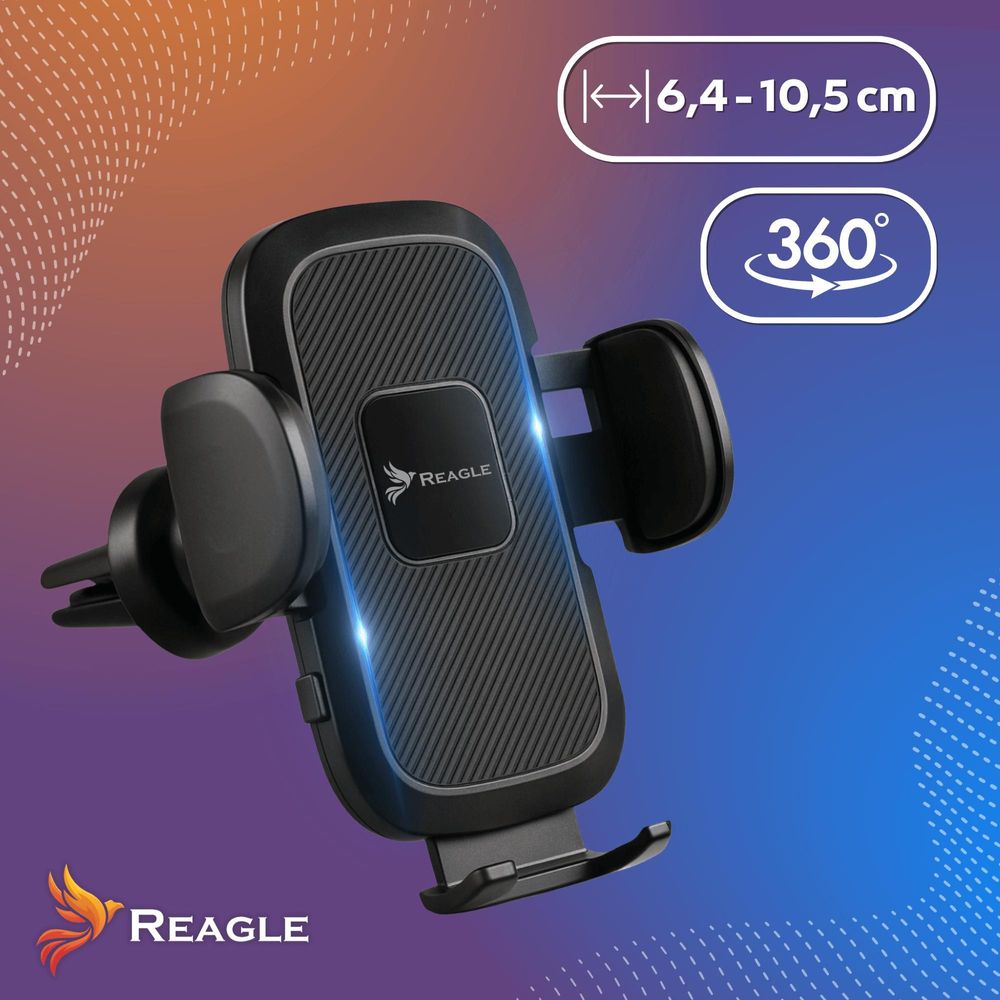 Handyhalterung Auto 360° drehbar für Lüftungsgitter, mit EIN-Knopf-Release kompatibel mit iPhone, Galaxy und Andere Smartphone, Reagle