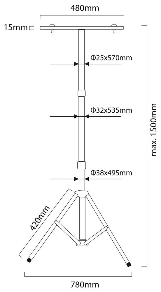 Stativ für Flutlichtstrahler Baustrahler Arbeitsleuchte Flutlicht Ständer Baustrahlerstativ Teleskop 62-150cm Höhenverstellbar Stahl