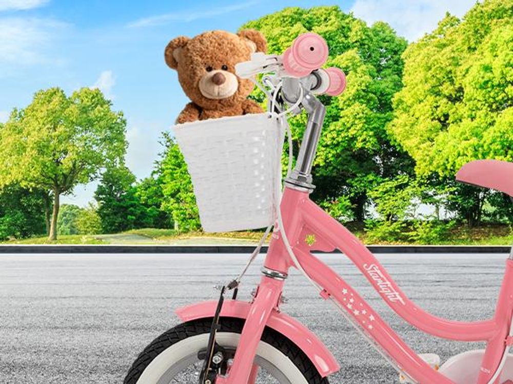 Actionbikes Kinderfahrrad Starlight 12 Zoll | Kinder Fahrrad - V-Brake Bremsen - Kettenschutz - Fahrradständer - 2-5 Jahre (Rosa)