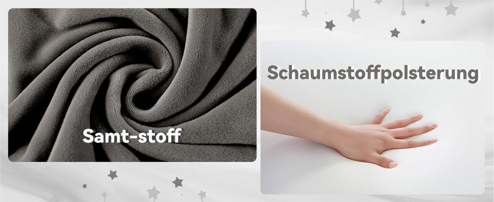 okwish Polsterbett Doppelbett 160×200cm mit Lattenrost und Kopfteil, Knopfpolsterung, Nietenpolsterung, Samt, Grau,Ohne Matratze