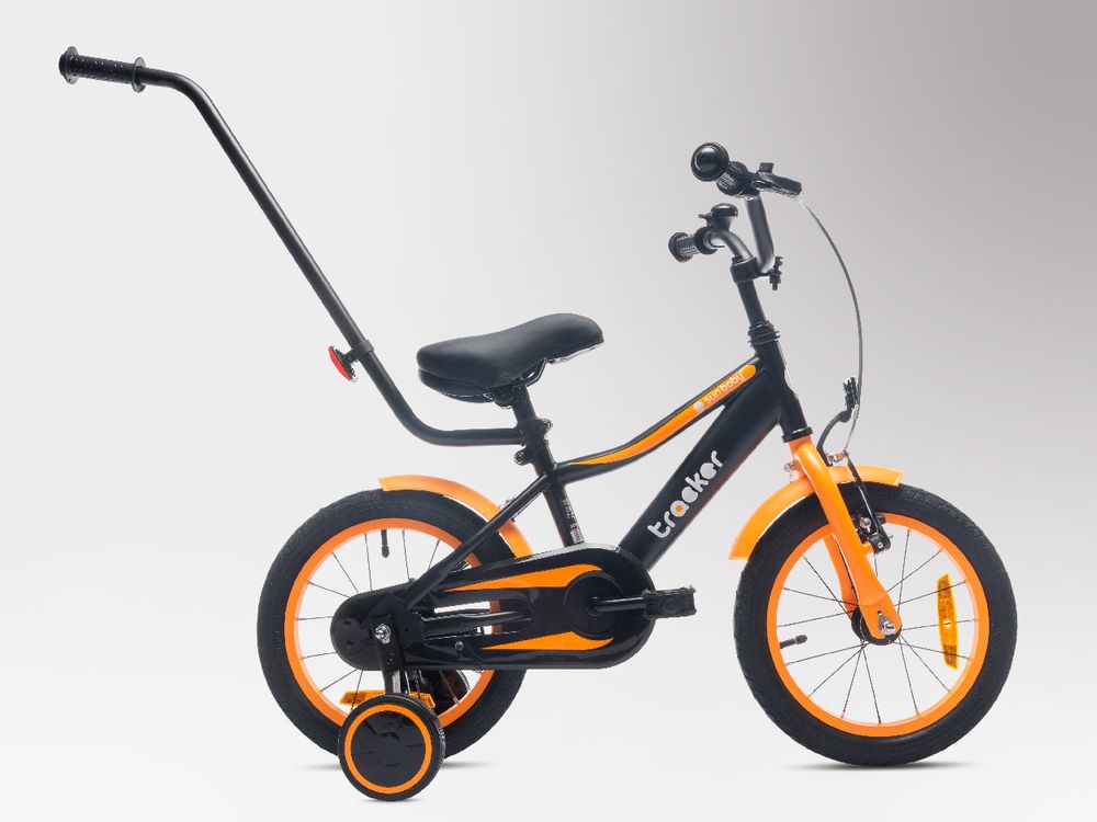 Sun Baby Tracker Bike Kinderfahrrad Jungen Fahrrad Stützräder Schubstange 14 Zoll neon blau