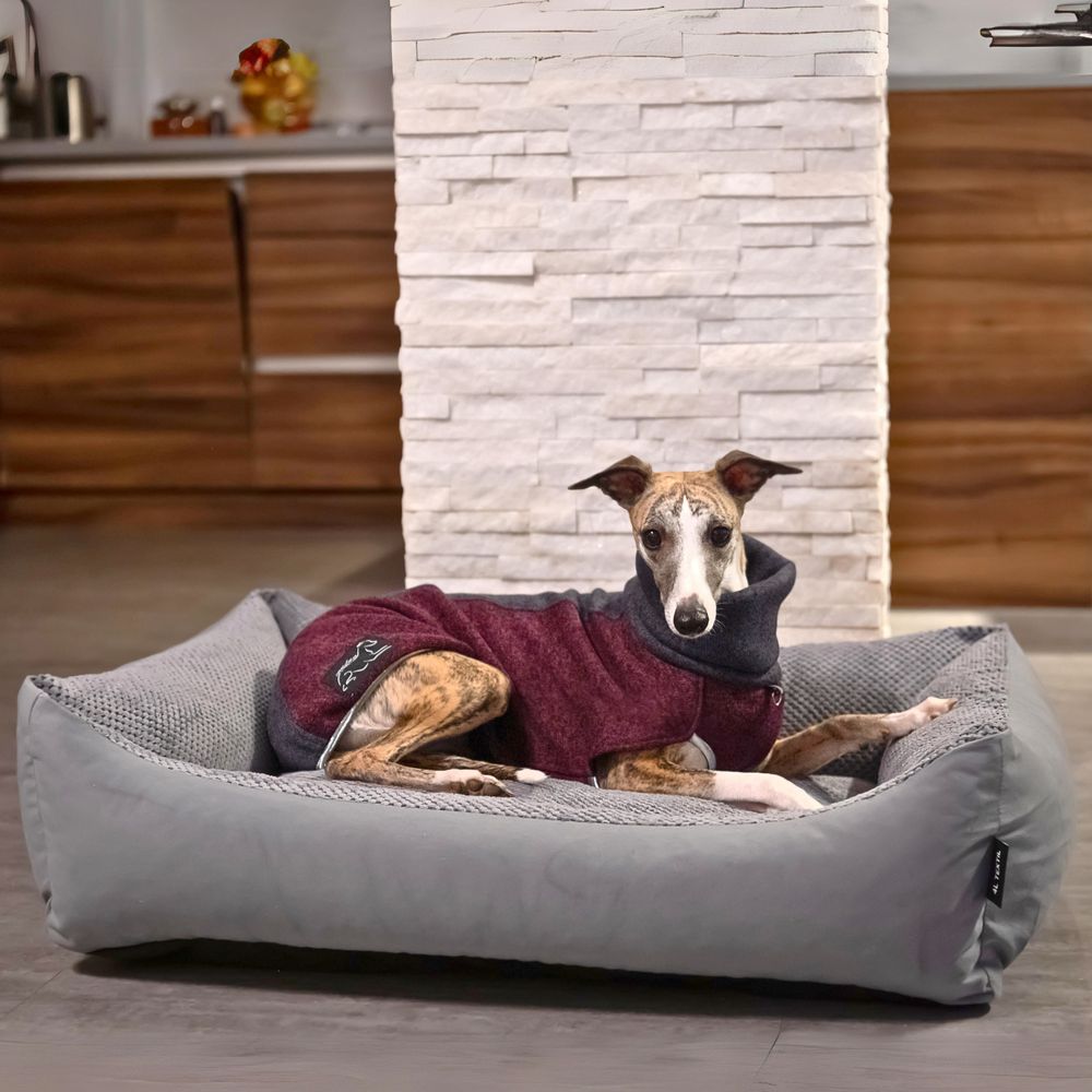 4L Textil TEO Hundekorb mittelgroße Hunde Kuscheliges Hundebett mit Bezug Hundekissen flauschig Hundekörbchen Hundesofa (80x60 cm, Dunkelgrau)