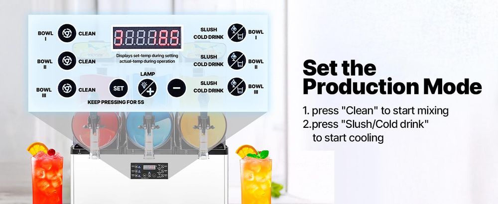 VEVOR kommerzieller Smoothie-Maker, 15 l x 3 Smoothie-Maker, 180 Tassen Margarita-Smoothie-Maker aus Edelstahl für Partys zu Hause, Restaurants, Cafés, Bars usw.