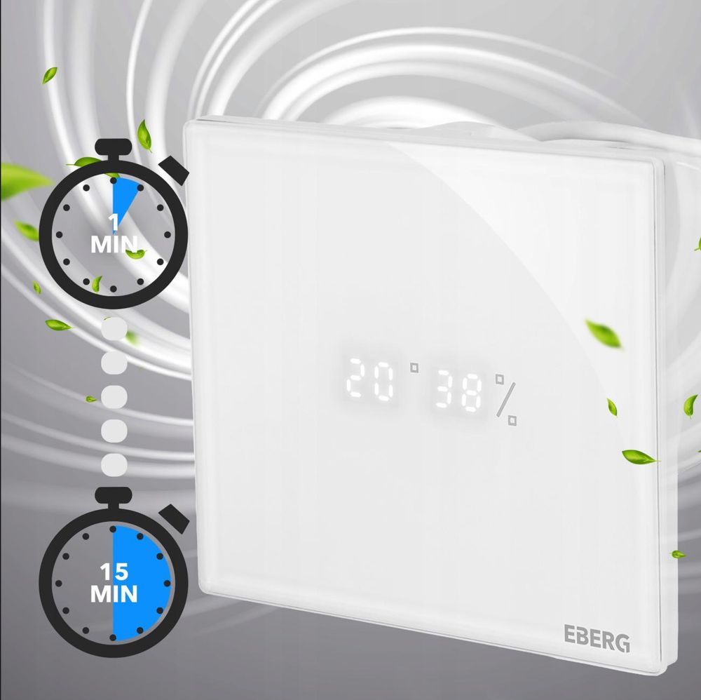 EBERG ENSO 100 W Badlüfter 100 mm Feuchtigkeitssensor Timer LED Weiß