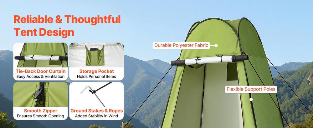 VEVOR Tragbare Campingtoilette 150 kg Belastbar, Mobile Toilette Faltbar, Reisetoilette mit Tragetasche & Müllbeuteln & Aufklappbarem Sichtschutzzelt, Geeignet für Wohnmobilreisen Camping Wandern