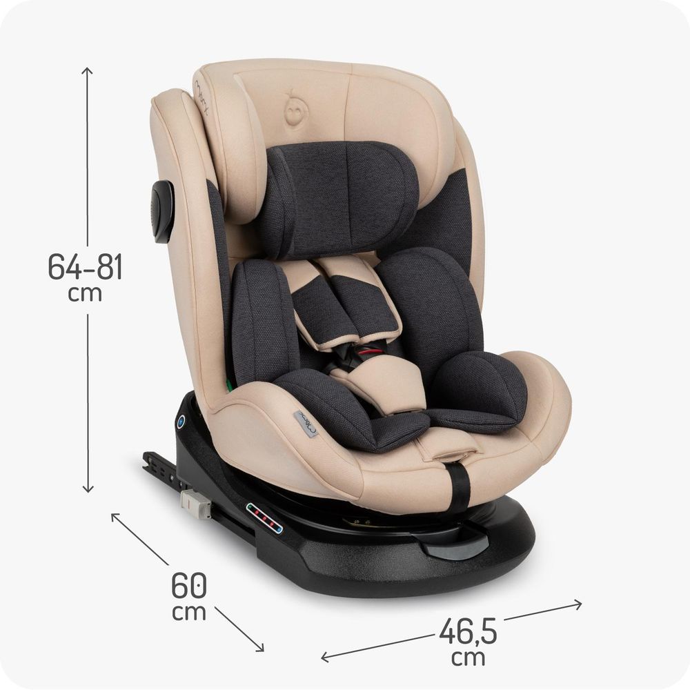 MoMi EMI Kindersitze Kinderautositz i-SIZE 0-36kg - 360° Drehbar, ISOFIX, TOP TETHER - Beige