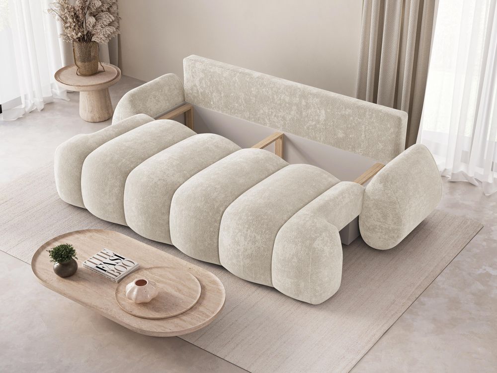 Moderne Schlafcouch mit Schlaffunktion und Bettkasten – Komfort und Funktionalität in einem - Sofa Stone – Bordeaux (Vibe 58)