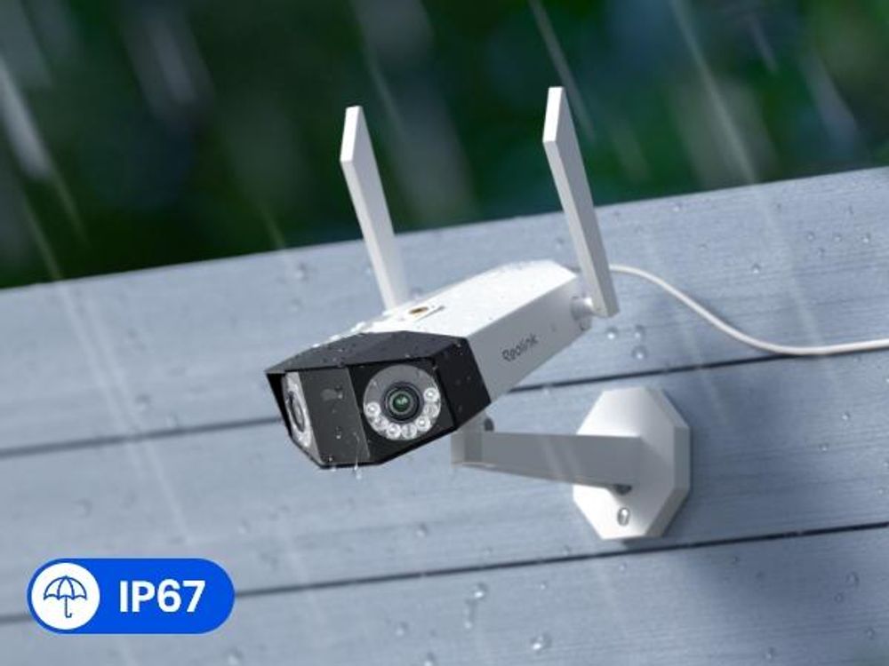 Reolink Duo 3 WiFi, 8K 16MP Plug-in Überwachungskamera für Aussen, 180° Ansicht, Dualband Wi-Fi 6, Farbnachtsicht