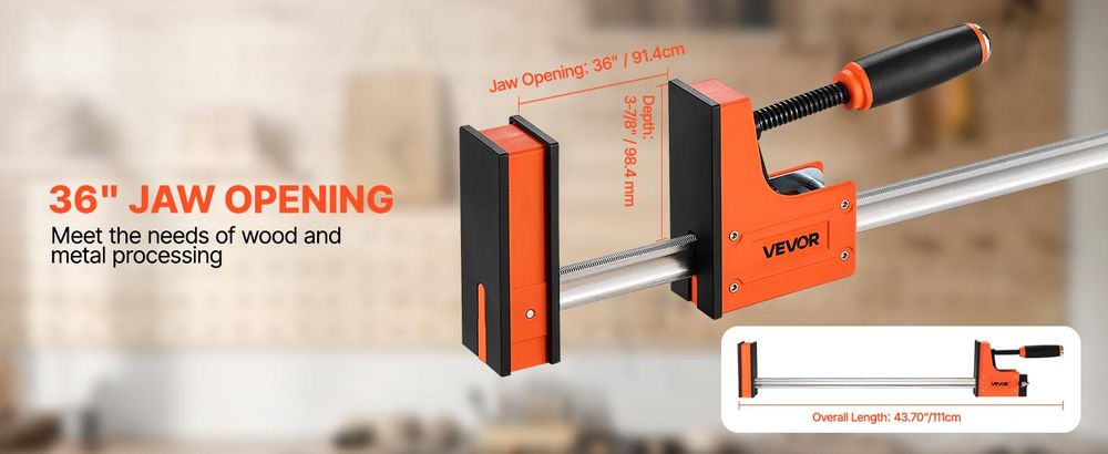 VEVOR Holzspannzangen, 2er-Pack 24" Einhandzange/Spreader, Schnellwechsel-F-Spannzange mit 300 lbs Tragfähigkeit, Hochfester Kunststoff und Kohlenstoffstahl, Holzspannzangen für Holz- und Metallbearbeitung, Parallelzwinge-Verbessert-a, 36 Zoll-2 Stück-a