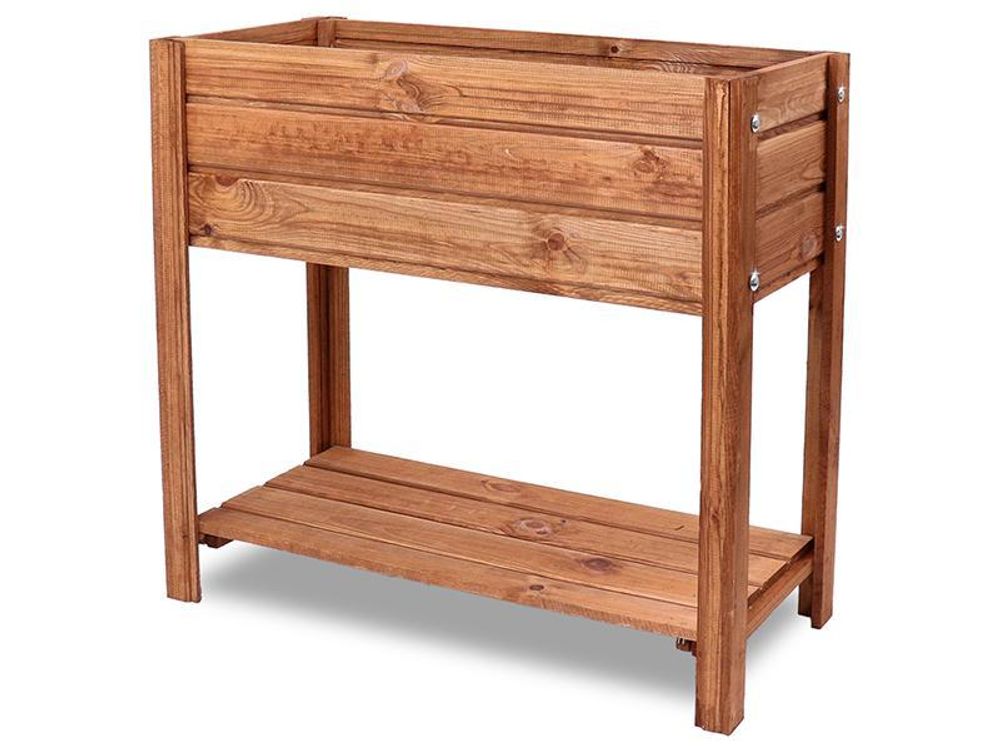 Fepro® Holz-Hochbeet 63L mit Ablage & Vlies – Blumenkasten wetterfest 80x75x36 cm, Pflanzkasten für Garten, Terrasse & Balkon