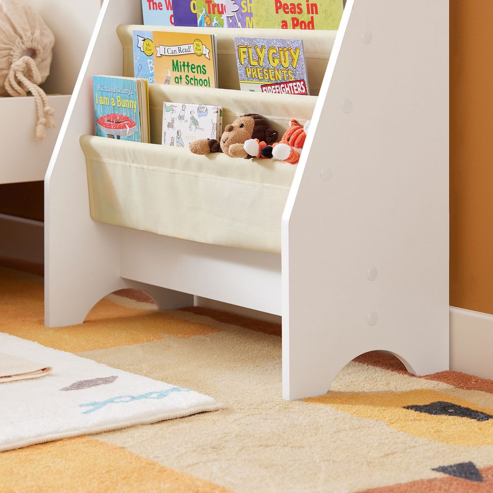 SoBuy Bücherregal Kinder mit stauraum Büchergestell Zeitungsständer Kinderregal kinderzimmer möbel Kindergarten Spielzeugregal FRG225-W
