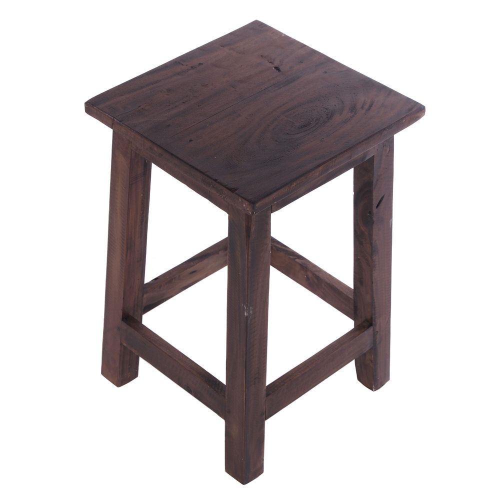 Sitzhocker MADERO | 48x30cm(HxB), Recyclingholz, Holzhocker, Hocker  | Farbe: 03 dunkelbraun