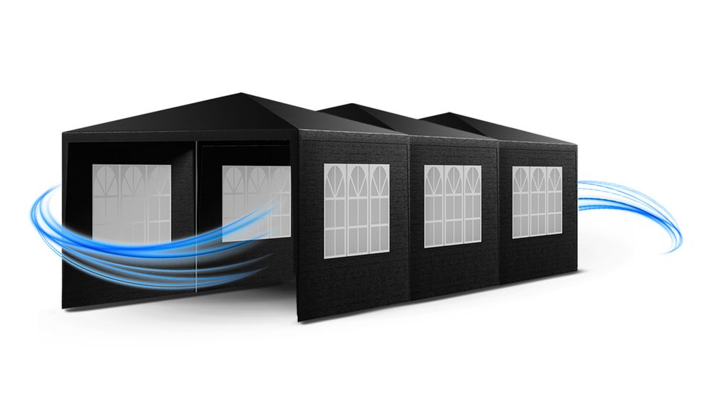KANWOD Pavillon 3x3 m TORM, Partyzelt Wasserdicht von 9m² mit 4 Seitenwänden und 3 Fenstern