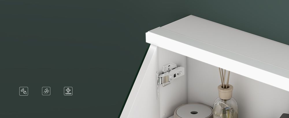 Mai & Mai Spiegelschrank Bad mit LED Beleuchtung Badezimmerschrank Hängeschrank Badezimmerspiegel BxTxH 90x15x70 cm Weiß matt Spiegelschrank-03