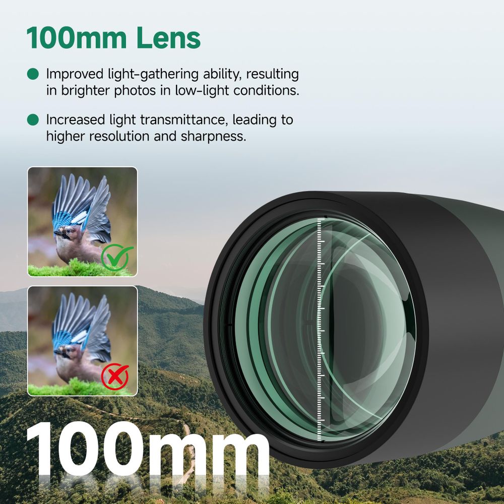 Svbony SV28 25-75x100mm Cannocchiale, ampio campo visivo, HD BAK4 Porro prism FMC, cannocchiale con adattatore per cellulare e custodia per treppiede