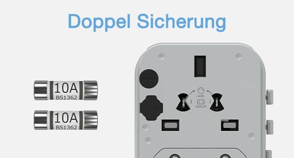 Reiseadapter Weltweit Reisestecker Adapter Weltweit mit 2 USB A und 2 USB C Universal Travel Adapter für DE USA UK AU