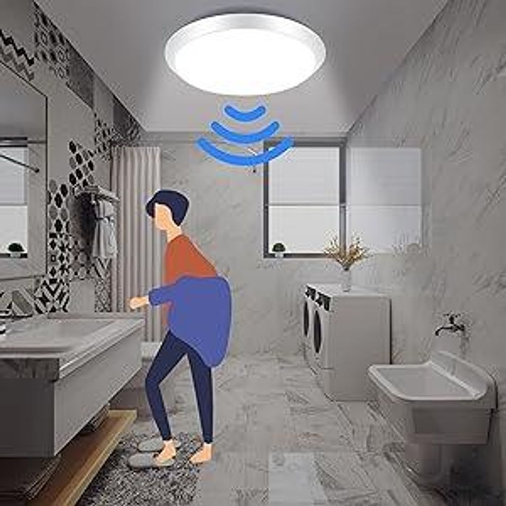 ZMH Plafonnier LED blanc avec détecteur de mouvement plafonnier 15W blanc neutre éclairage de couloir 30cm pour salle de bain garage atelier