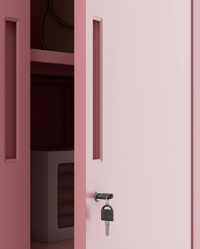 Metallschrank C34 Aktenschrank Werkzeugschrank Umkleideschrank Spind Flügeltüren Kleiderstange Pulverbeschichtung Metall Abschließbar 185 cm x 90 cm x 45 cm (H x B x T) Farbe: Rosa
