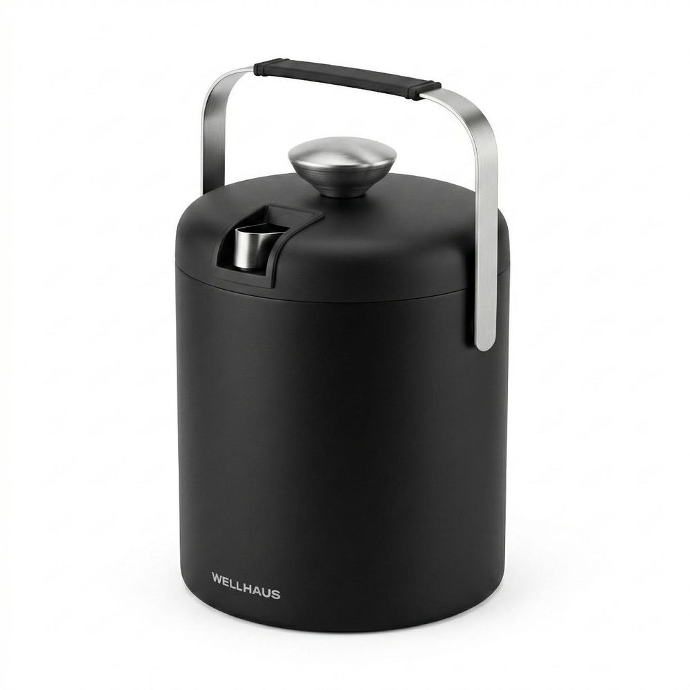 WELLHAUS Eiskübel mit Zange 1,3l Schwarz