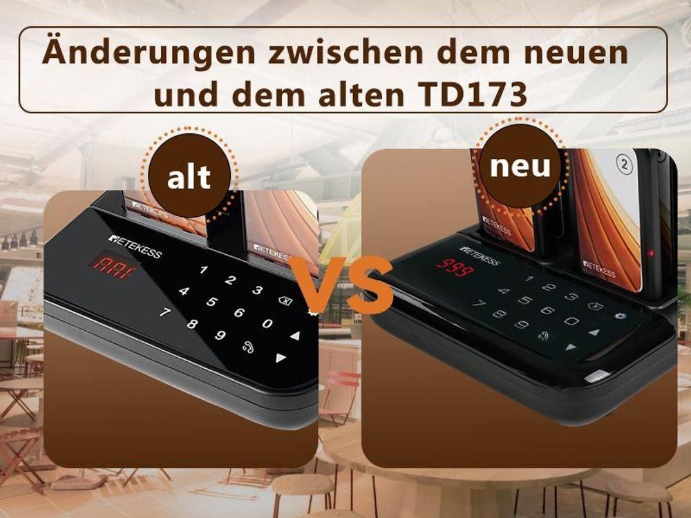 Retekess TD173 Restaurant Pager System, 20Pagers, 500M Pager Rufsystem, 7 Rufmod, 24H, Pager Pieper für Food Court, Hotel, Café, Bar, walkie talkie