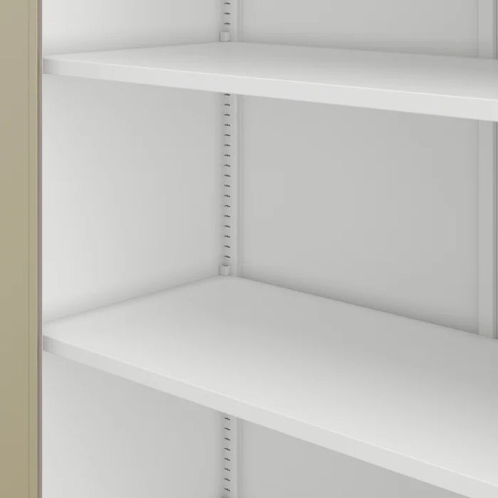 Büroschrank C001 Aktenschrank Lagerschrank Mehrzweckschrank Metallschrank 4 Fachböden Pulverbeschichtung Stahlblech 185 cm x 90 cm x 40 cm Farbe:  Weiß/Holzoptik
