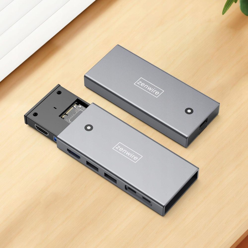 Pouzdro HUB - Slot pro SSD - M2 NVME Pcie SATA NGFF USB-C 3.2 HDMI 2.0 - Adaptér M.2 10 GBps - Power Delivery - 100 W
