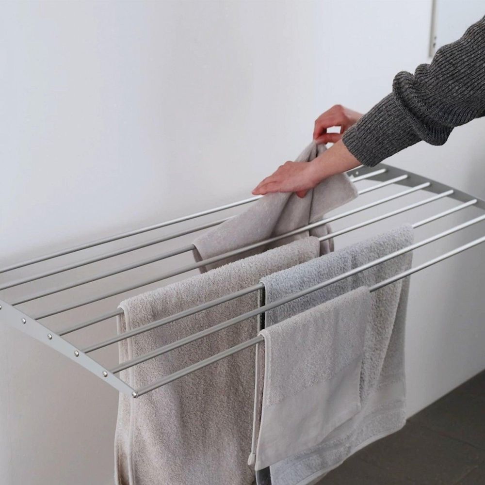 Wand-Wäscheständer aus Aluminium, ideal für Bad, Balkon oder Waschküche – Foxydry Fold Down 116 cm