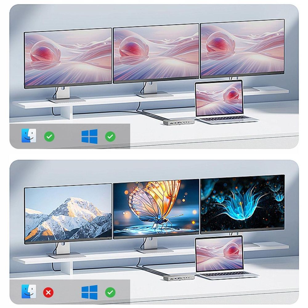 Docking station - hub USB-C - 16W1 - 2X HDMI 4k 60hz Display Port 1.4 Presa USB SD