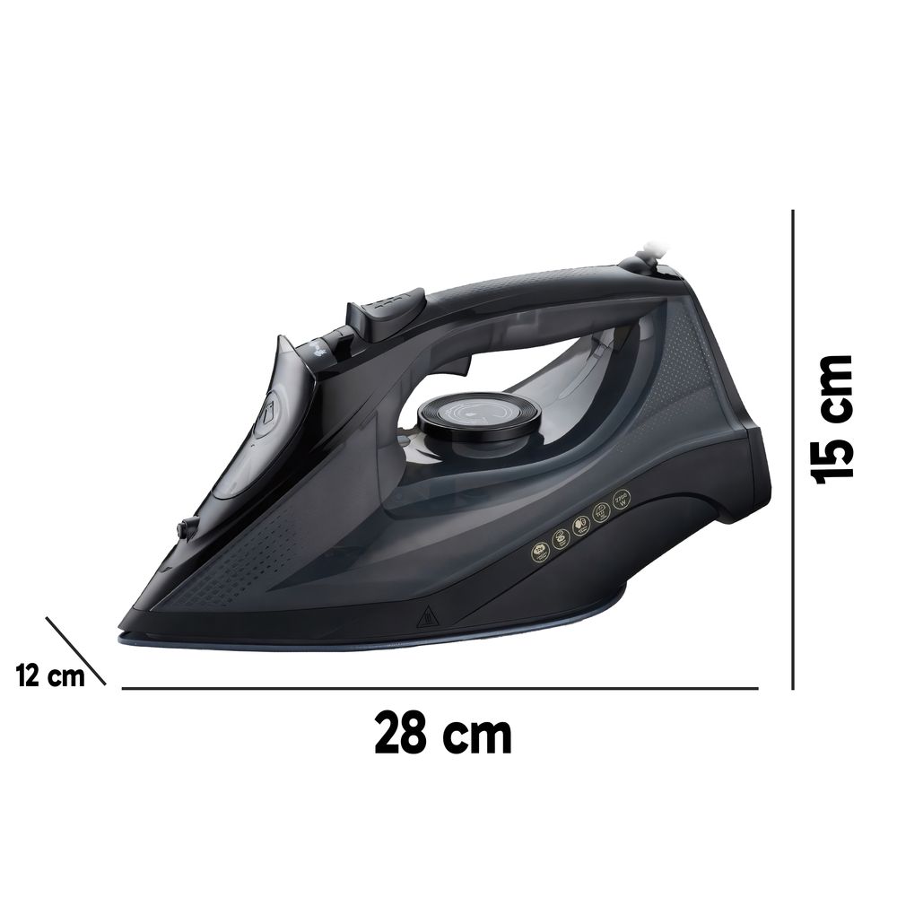 Dampfbügeleisen Keramik-Bügelsohle Bügeleisen Keramikbügelsohle Dampf Klein und Kompakt Antikalk-System Bügeleisen Mit Kabel 2200W 450ml Schwarz Retoo