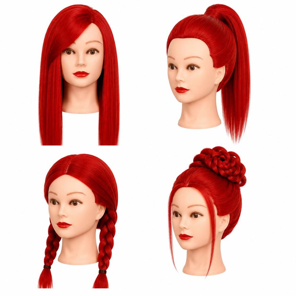 Tête à coiffer d'apprentissage 90 cm Iza cheveux synthétiques thermorésistants + Trépied