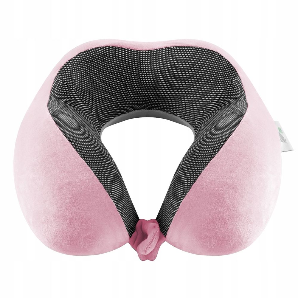 Nackenkissen aus Memory Schaum - Reisekissen für Flugzeug, Auto, Zug oder Bus - Rosa - Nackenhörnchen für mehr Komfort - Praktisches Travel Pillow
