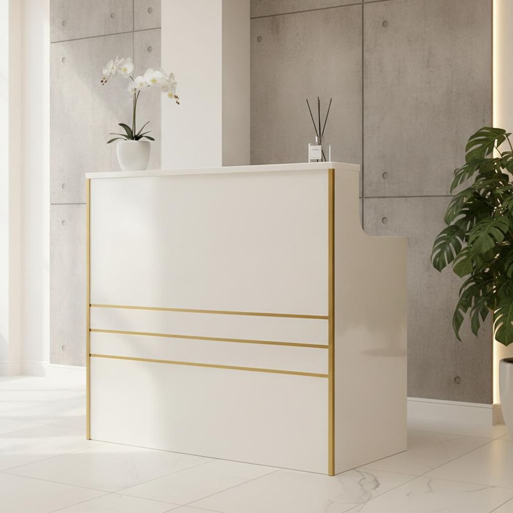 Recepcja fryzjerska lakierowana Alexa 120 cm kosmetyczna do salonu gabinetu SPA biały