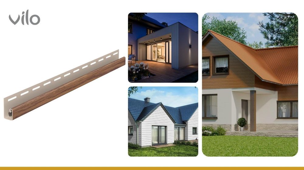VILO Fronto SVP-15 – univerzálny profil pre plastové fasádne panely – príslušenstvo pre obklady s profilom J – 3,05 m – dub Balance