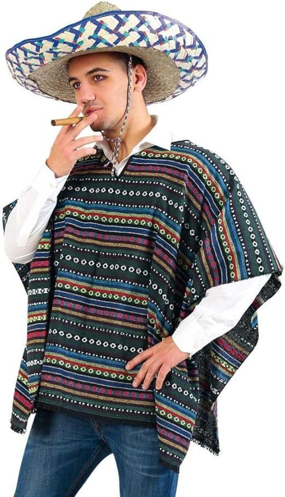 Poncho El Paco Überwurf bunt Mexikanisch Tag der Toten Dia de los Muertos Siesta