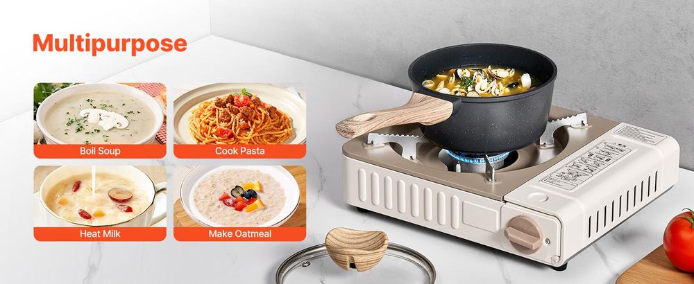 VEVOR 1,5 QT Saucepan, Antihaft-Saucepan mit gehärtetem Glasdeckel, vielseitiger Kochsauce-Topf mit abnehmbarem Griff, kleiner Kochtopf für die Küche mit Beschichtung, induktionskompatibel, schwarz, Schwarz, 1.42 L