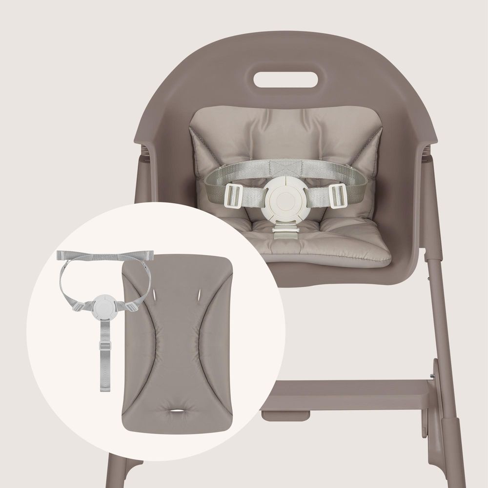 Lionelo Beny Baby Hochstuhl mit 3-Punkt-Gurt, verstellbarem Tablett & Fußstütze, platzsparend, 6–36 Monate bis 15 kg - Beige Taupe